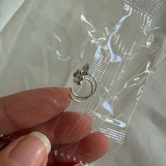 Silver Pet Paw Print Stud Hook Earrings Jewelry Fashion Women Gifts - Picture 3 of 5